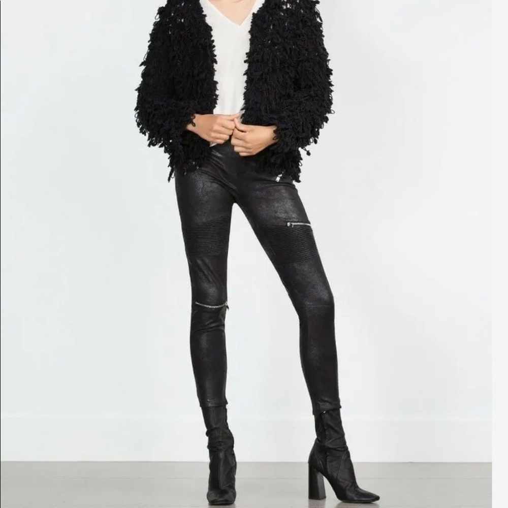 ZARA BLACK FAUX SUEDE BIKER TROUSERS
